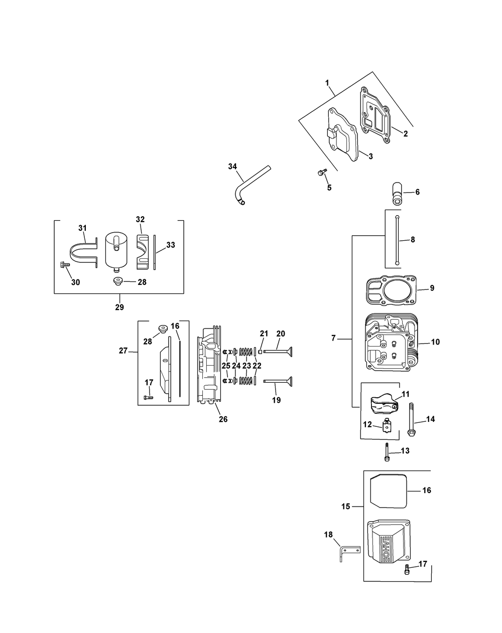 Kohler Cv730-3134 Head, Valve And Breather Diagram and Parts List for Z-FORCES60-KH 53AH5FJD050-25HP Cub Cadet Lawn Tractor